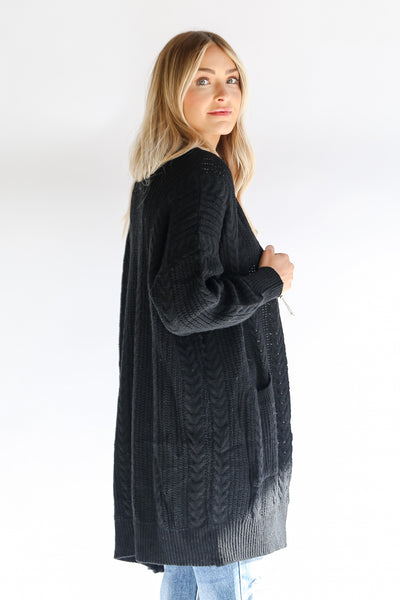 Cable Knit Cardigan in black