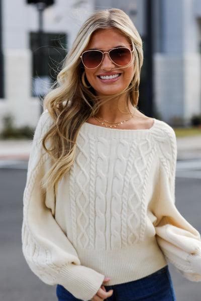 ivory Cable Knit Sweater Top