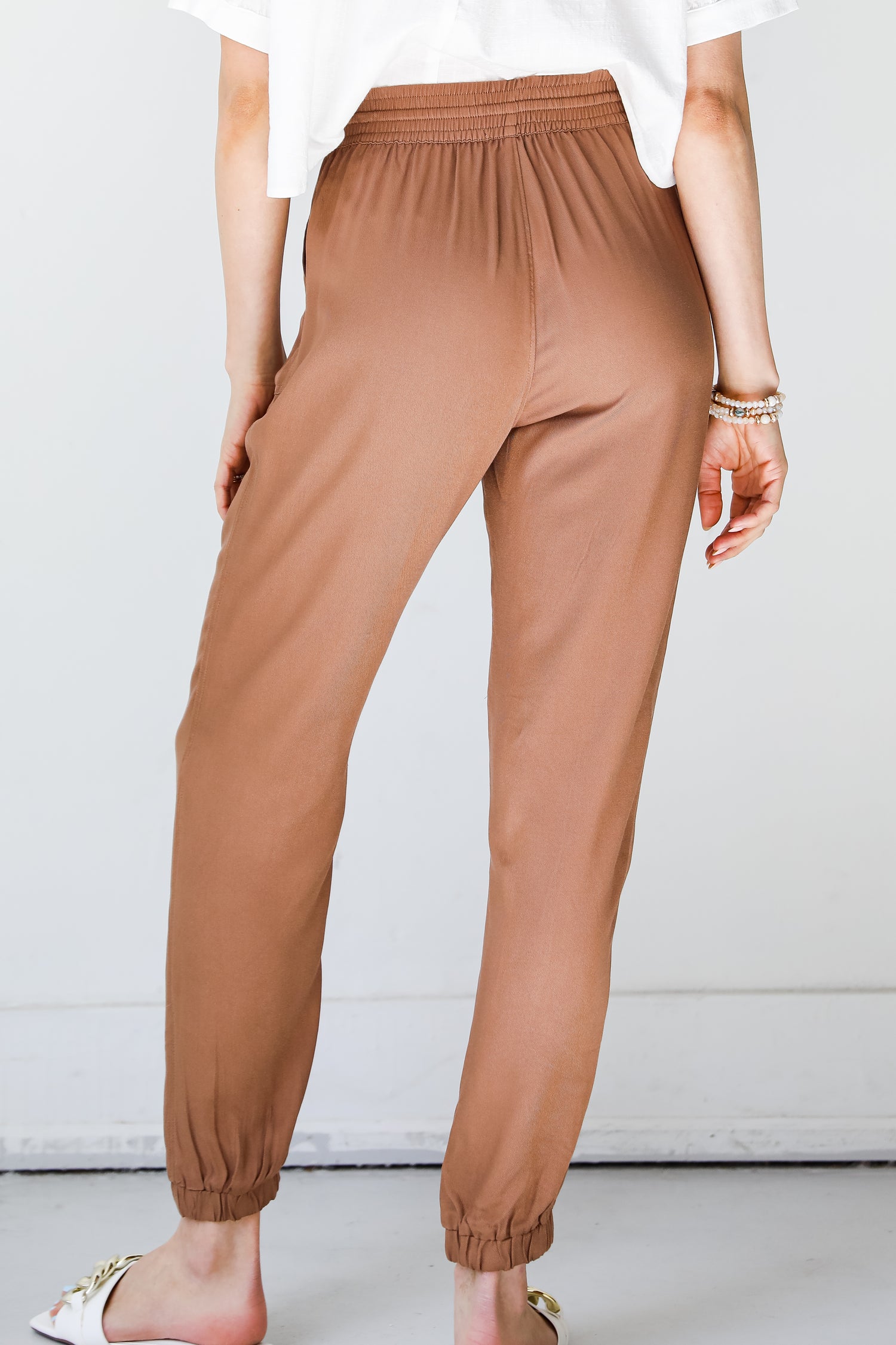 brown Joggers back view