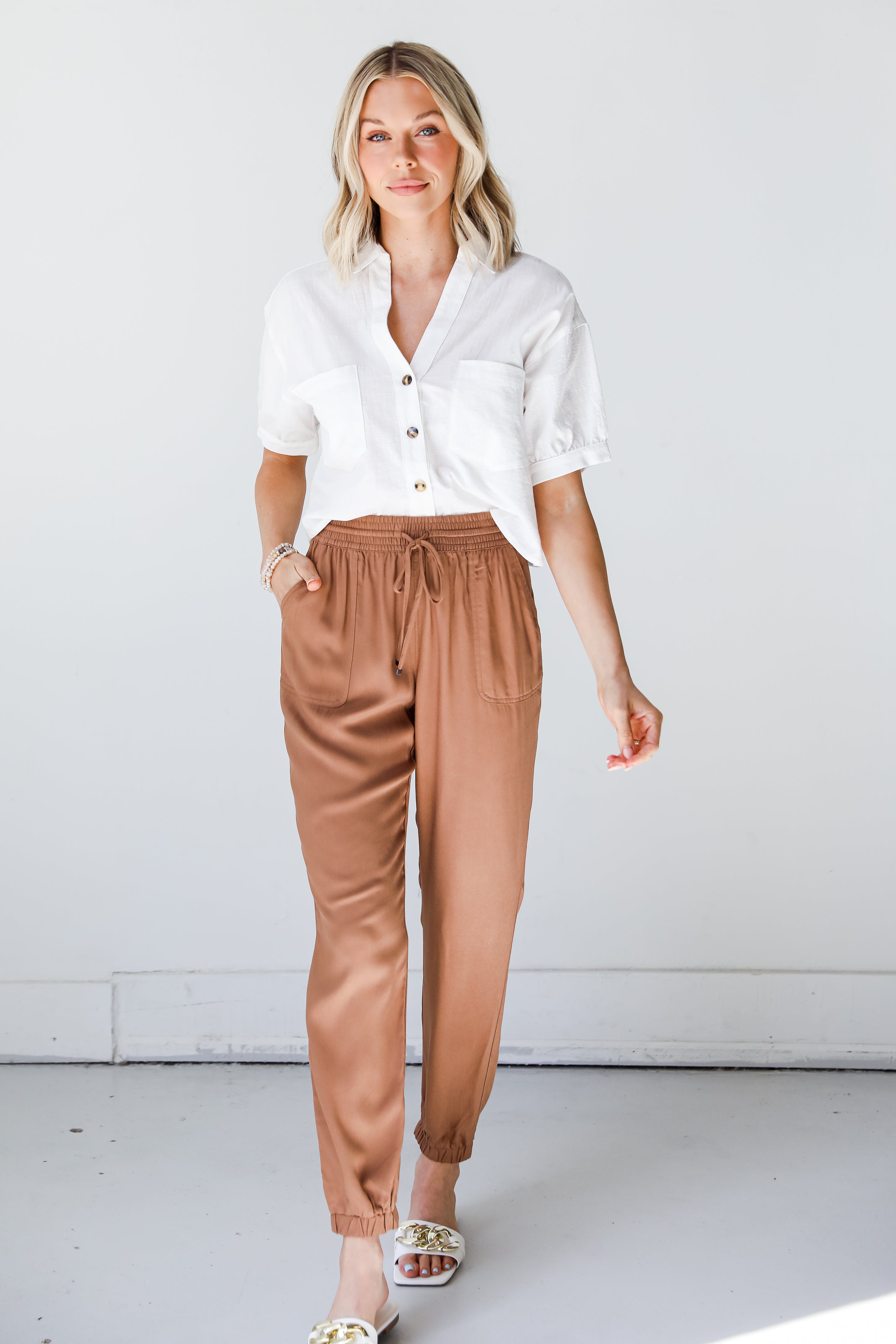 brown Joggers front view