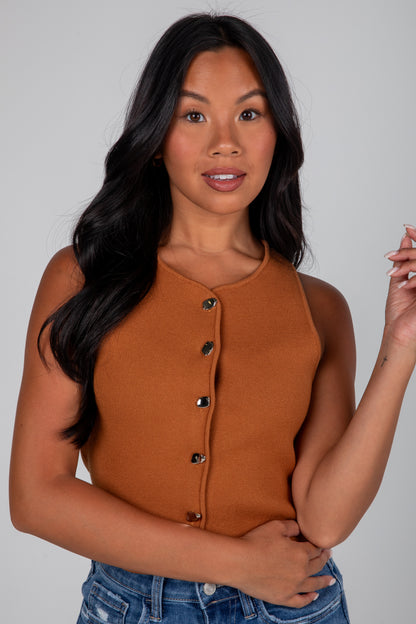 camel knit vest