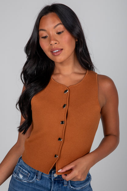 camel knit vest