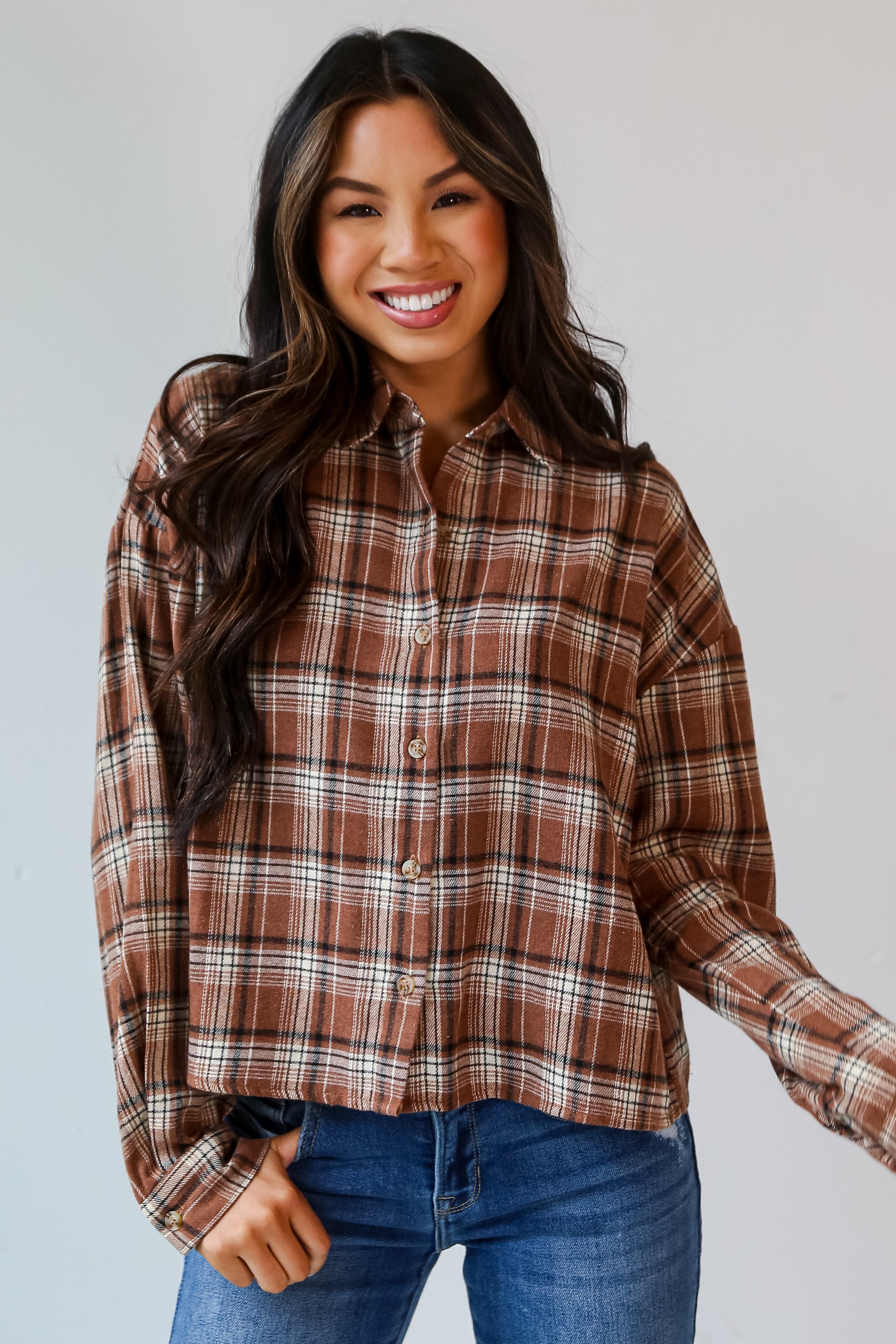 Brand NewLadies Camel store Plaid Button Up Flannel Womens 3XL