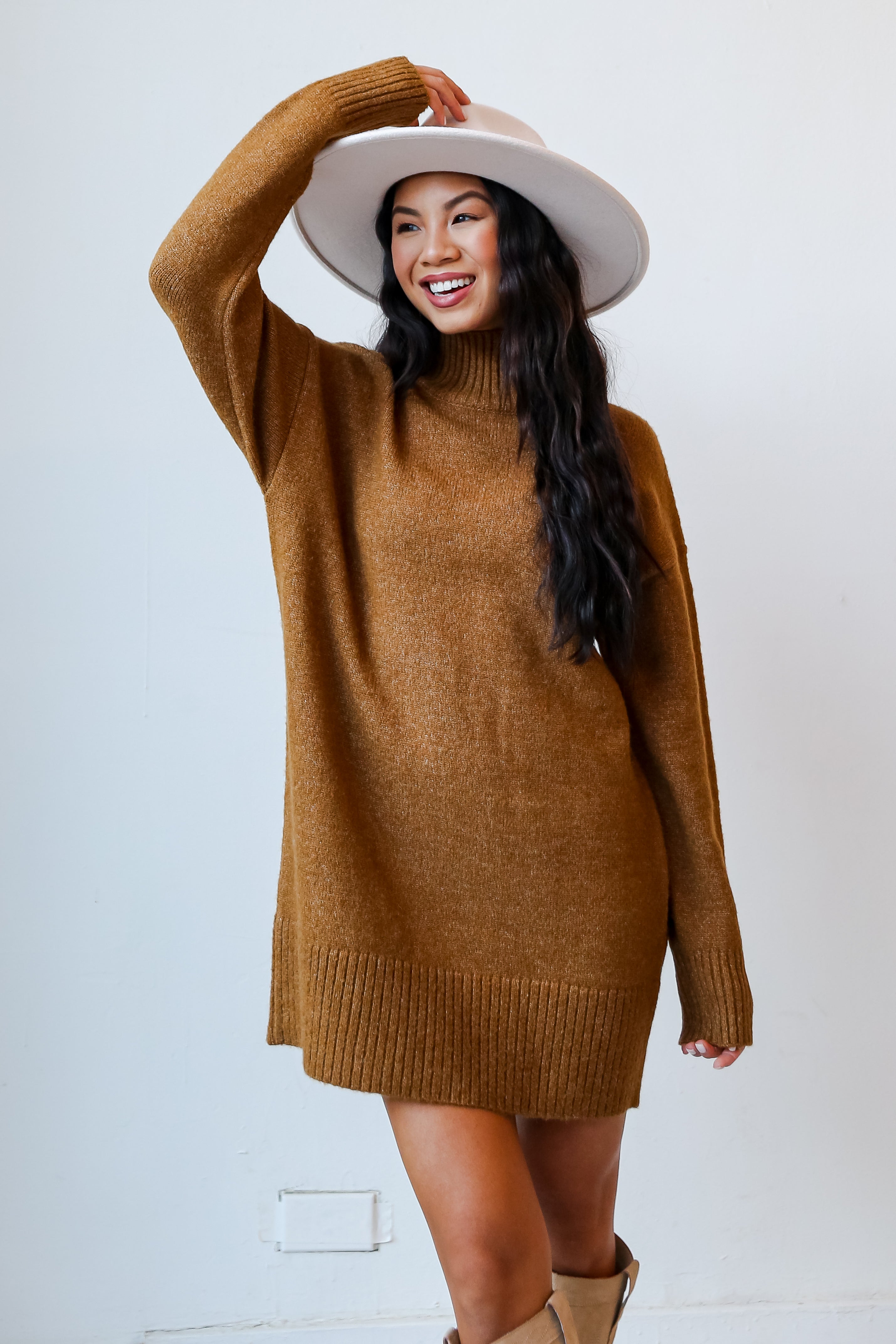 Camel colored sweater dress best sale