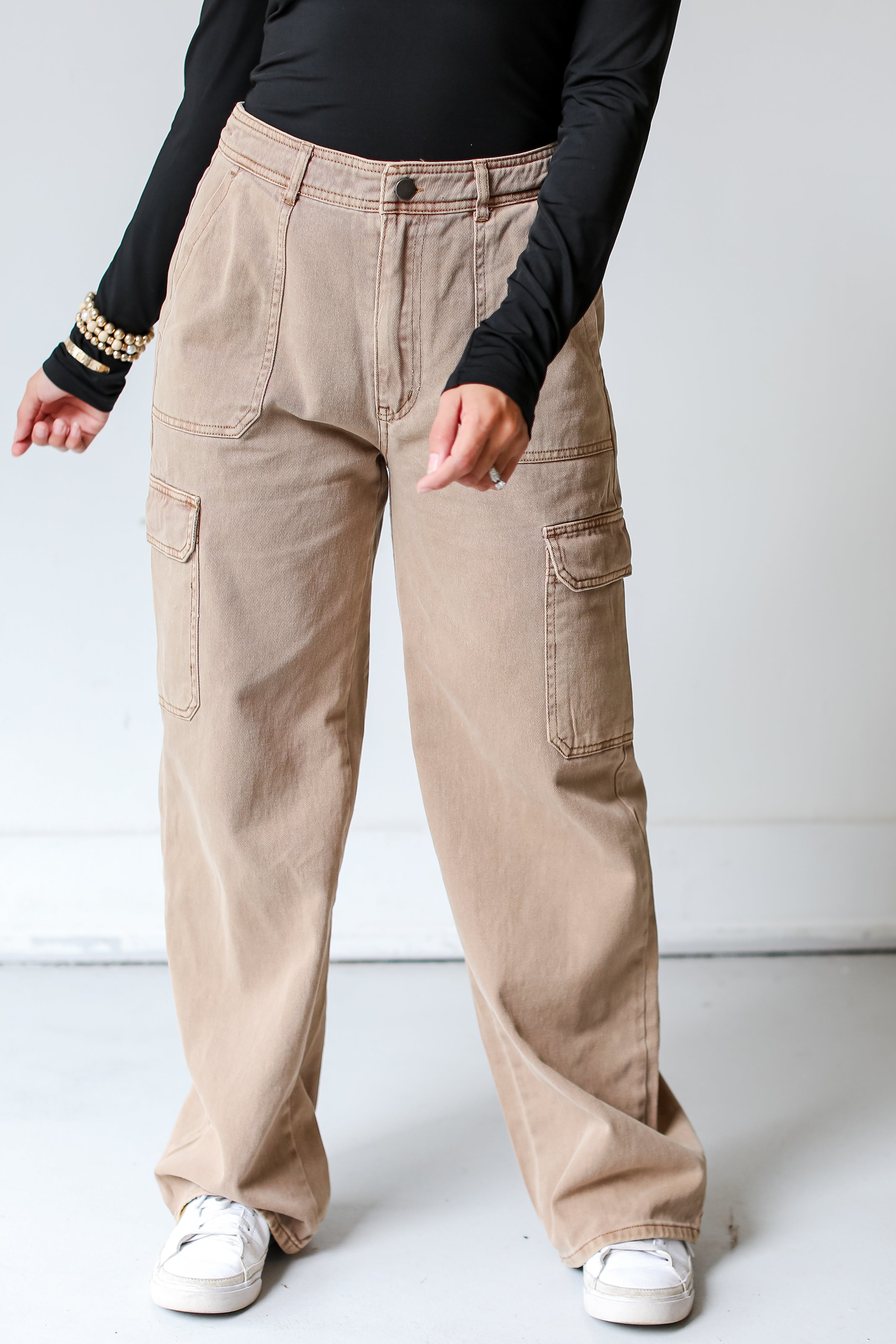 brown cargos for women