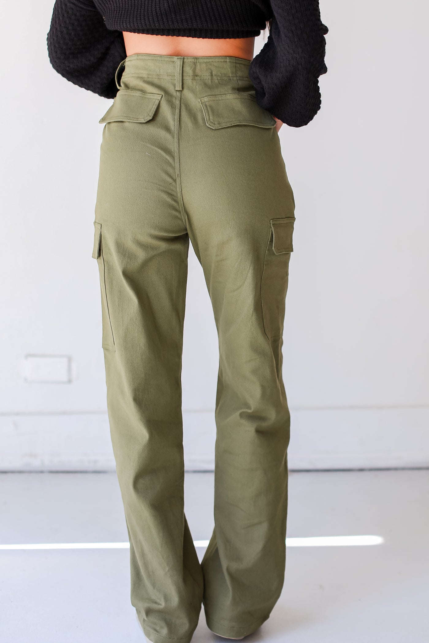 olive Cargo Jeans back view