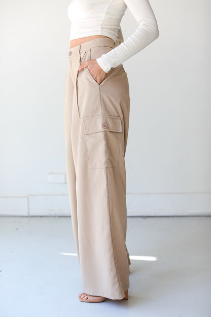 taupe Cargo Trouser Pants side view