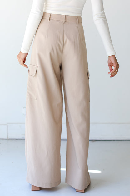 taupe Cargo Trouser Pants back view
