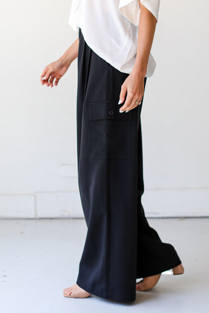 black Cargo Trouser Pants side view