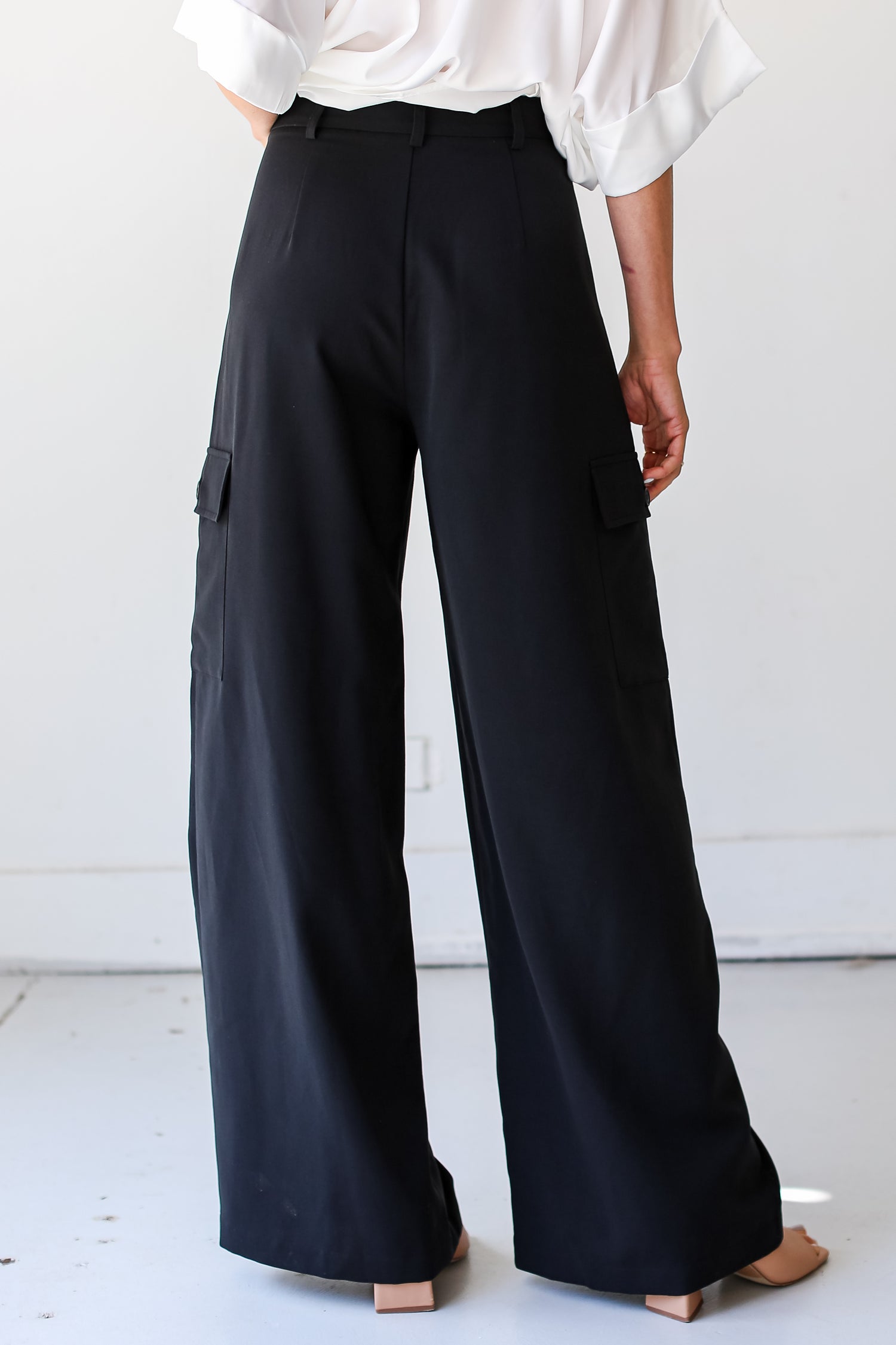 black Cargo Trouser Pants back view