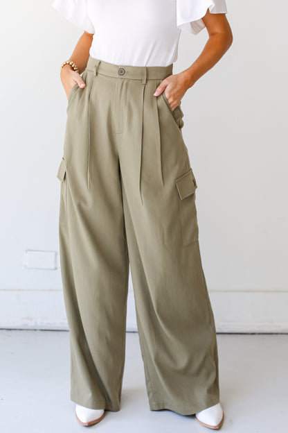 olive Cargo Trouser Pants front view