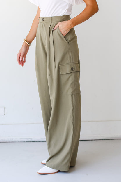 olive Cargo Trouser Pants side view
