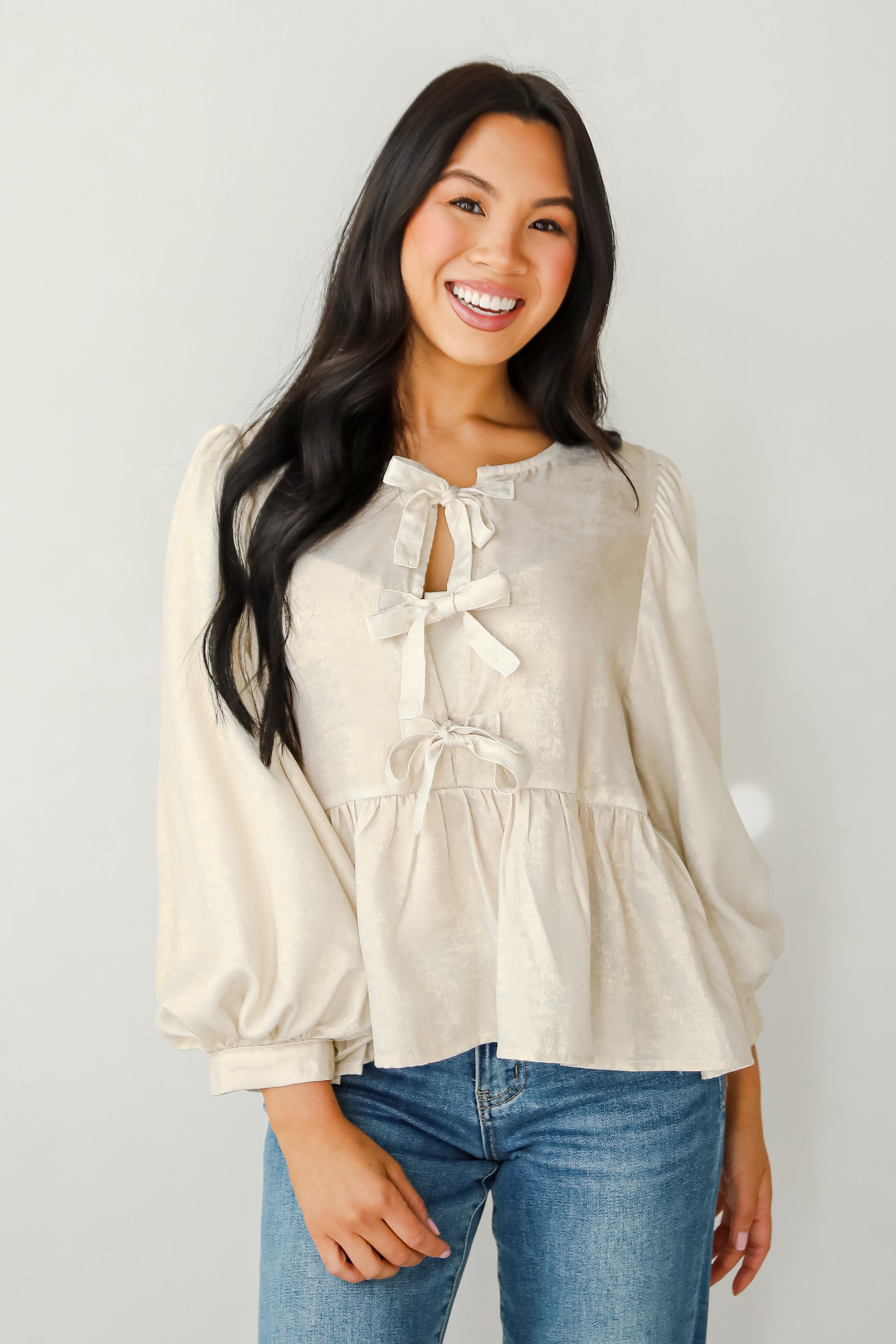 Notably Luxe Metallic Bow Blouse