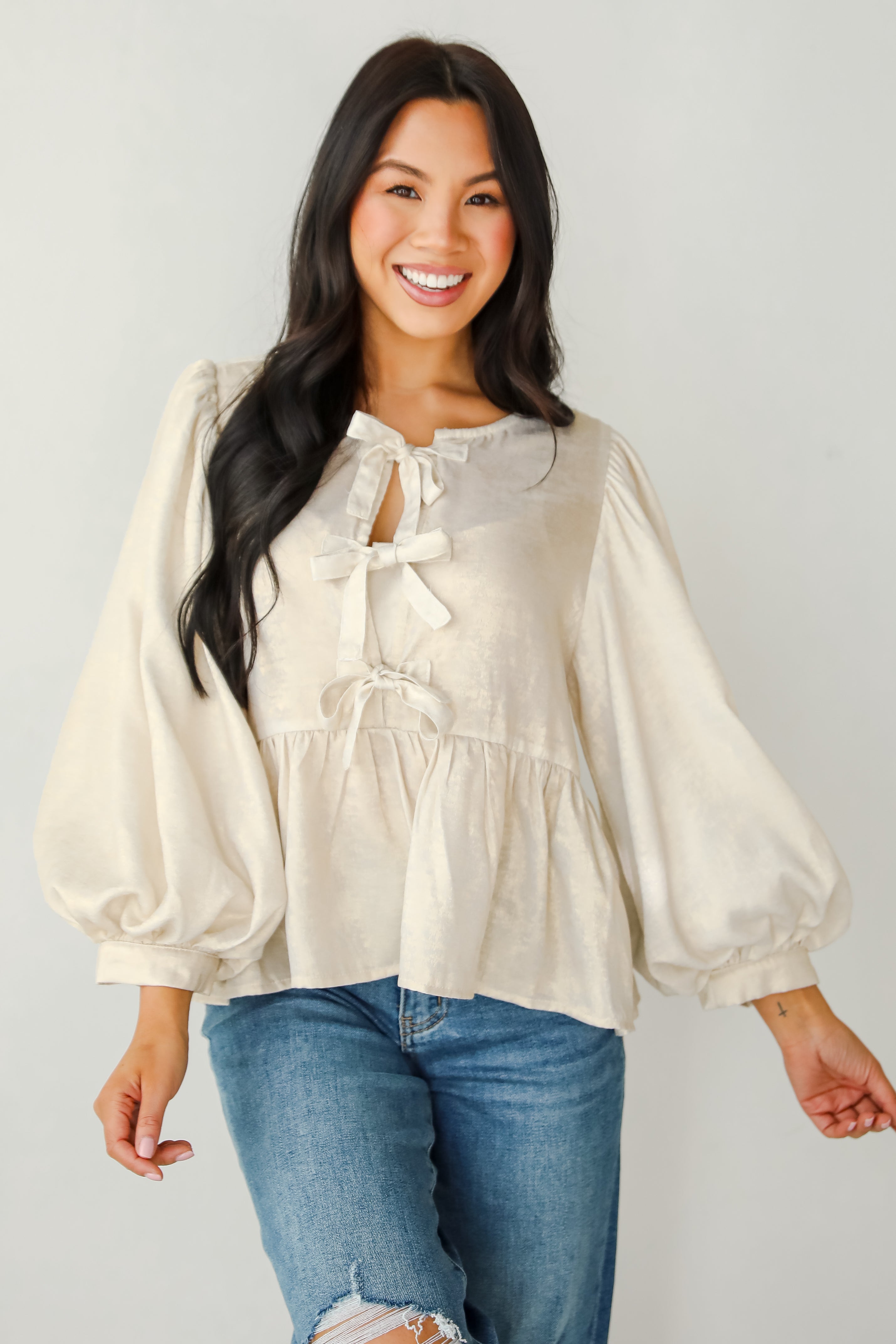 Notably Luxe Metallic Bow Blouse