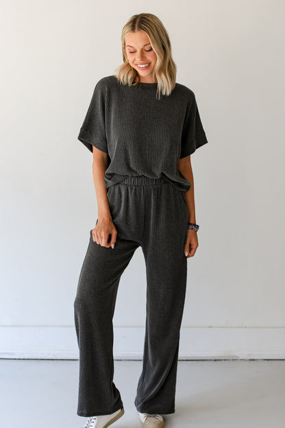 charcoal Corded Lounge Pants on model