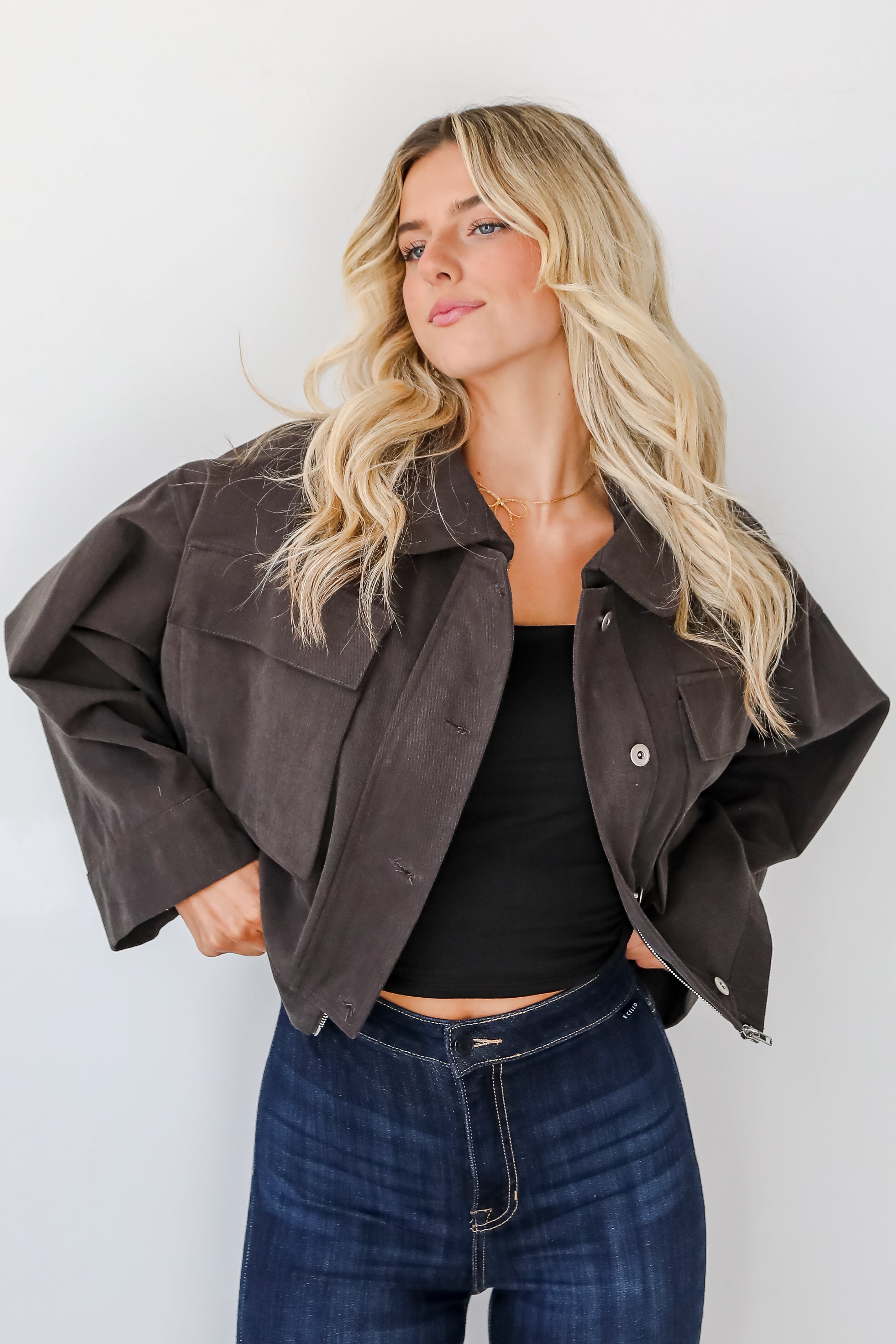 Envied Appeal Charcoal Cropped Jacket