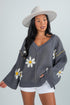 grey flower sweater
