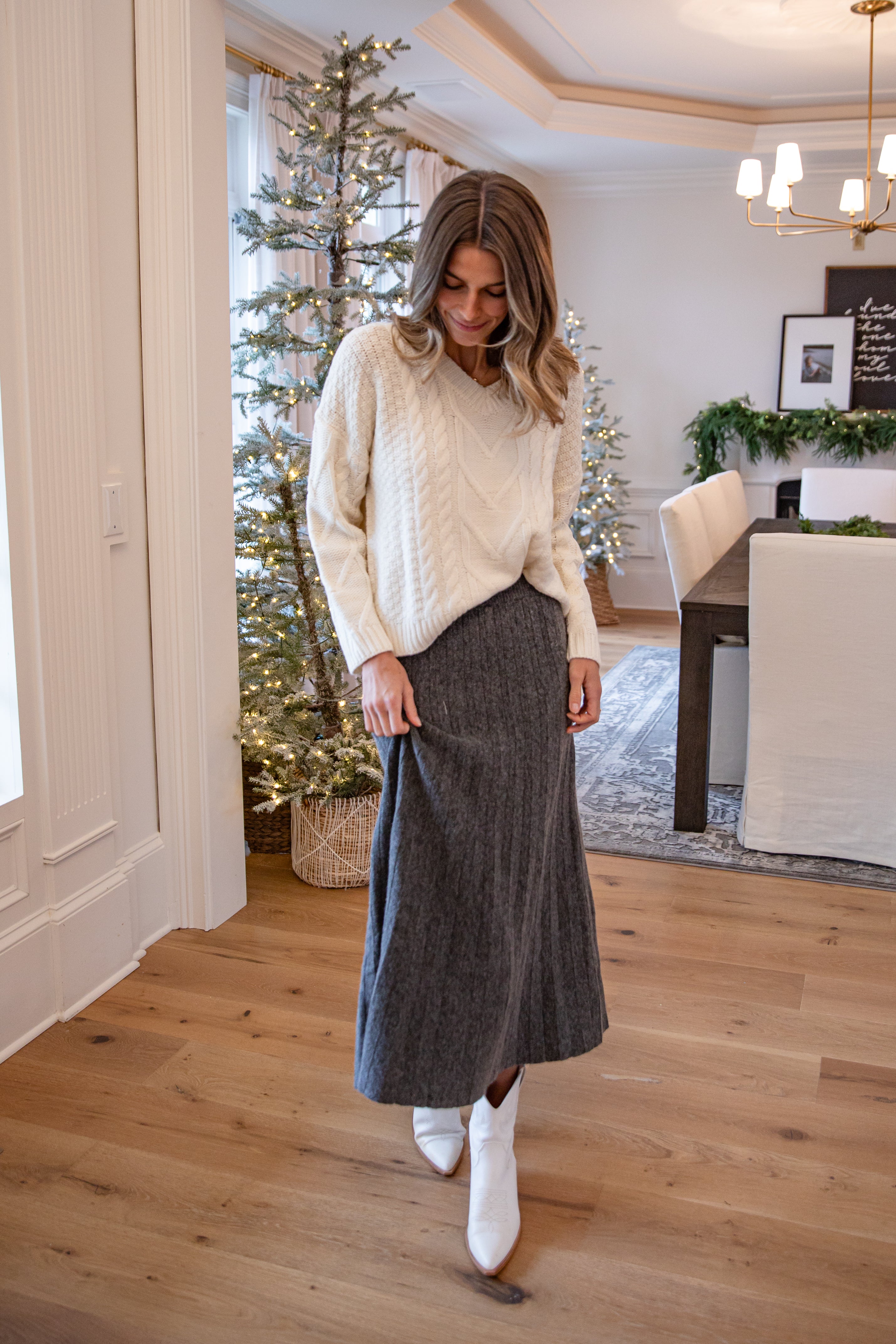 Cozy Charcoal Sweater Knit Skirt | Trendy Women's Clothing | Dress Up