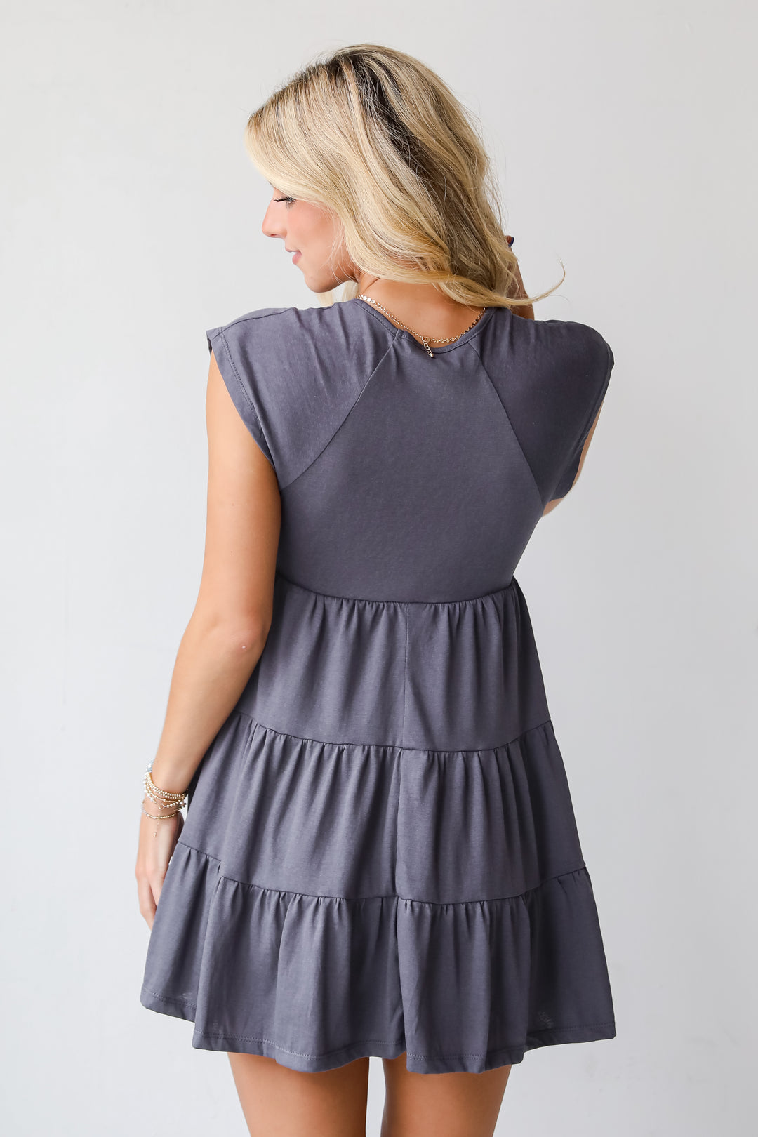Isabelle Charcoal Tiered Mini Dress