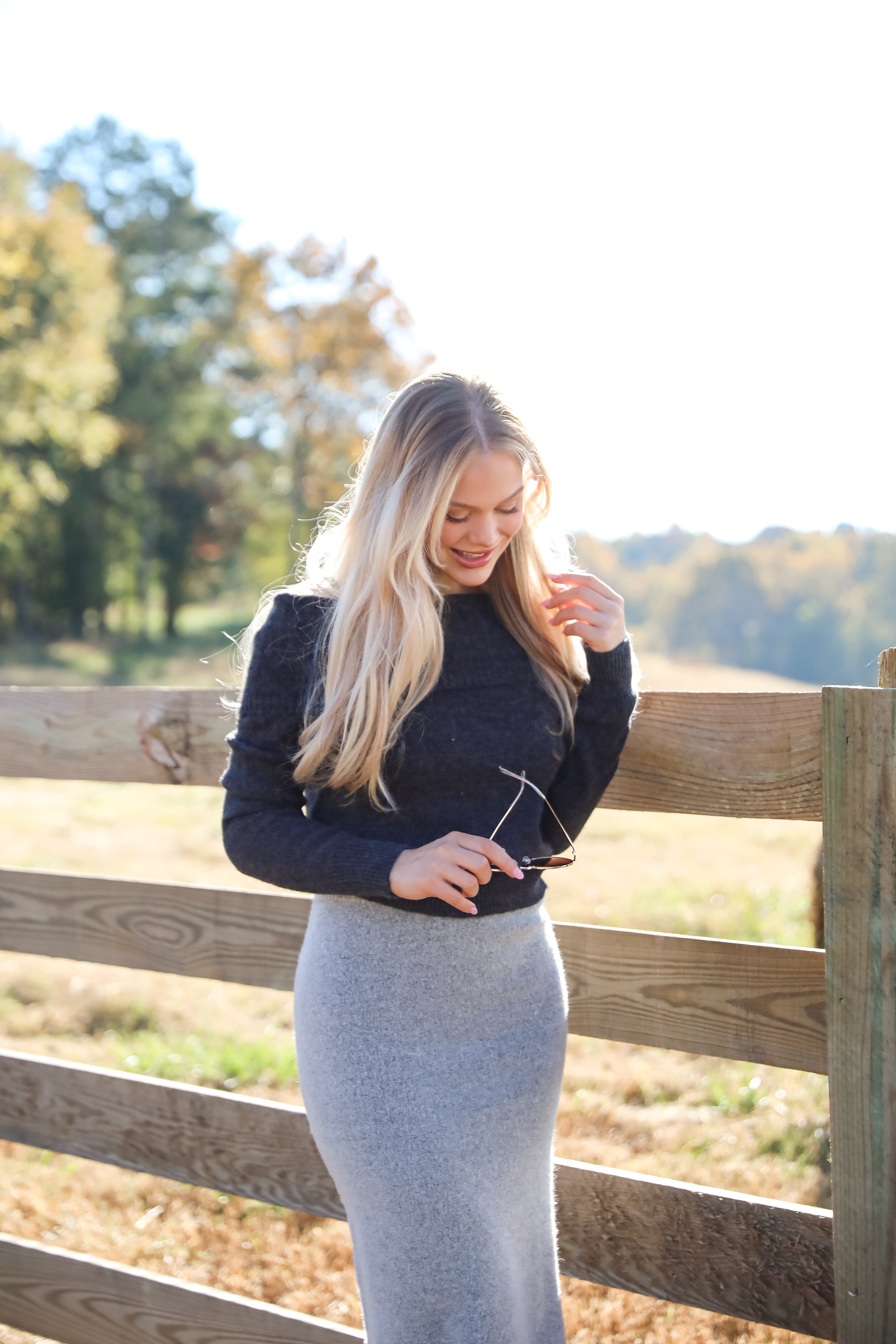 Dazzling Coziness Charcoal Off-The-Shoulder Sweater