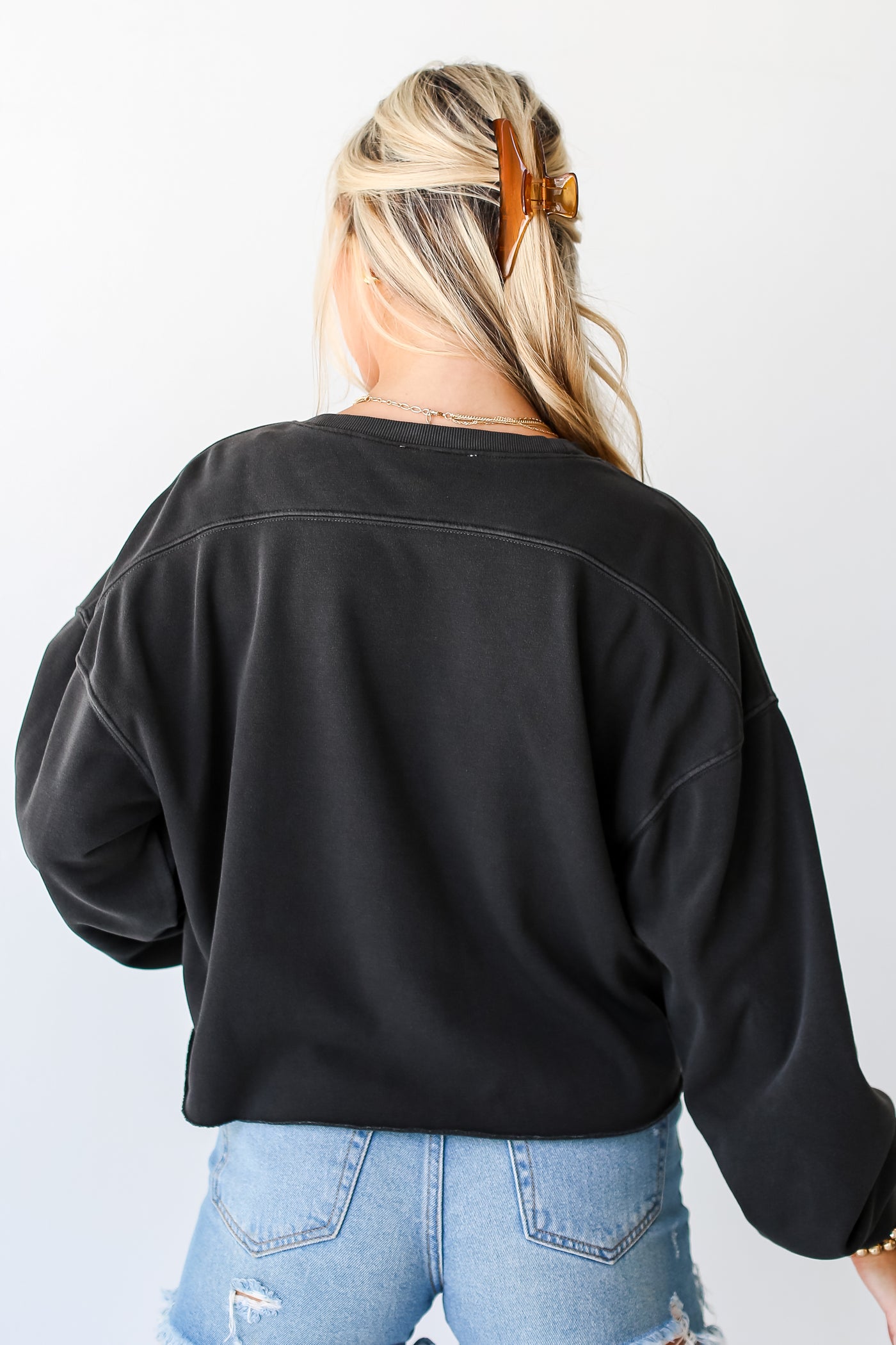 black Cropped Pullover back view