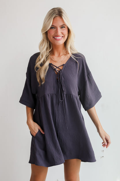 Remarkable Grace Charcoal Romper