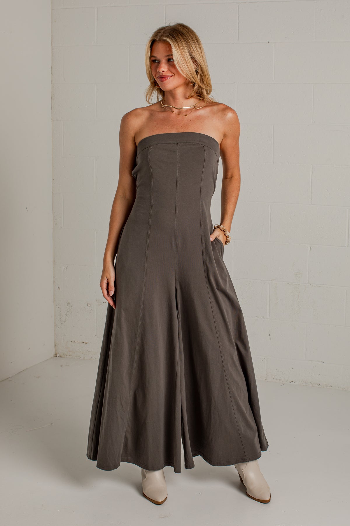 Evening Agenda Charcoal Wide Leg Jumper