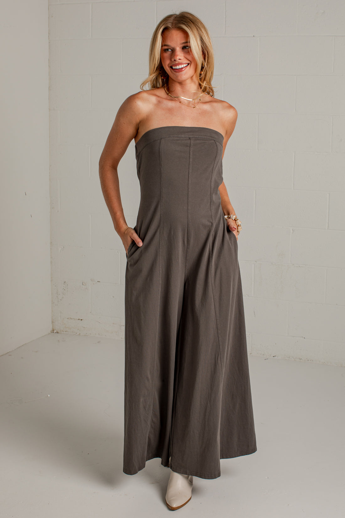 Evening Agenda Charcoal Wide Leg Jumper
