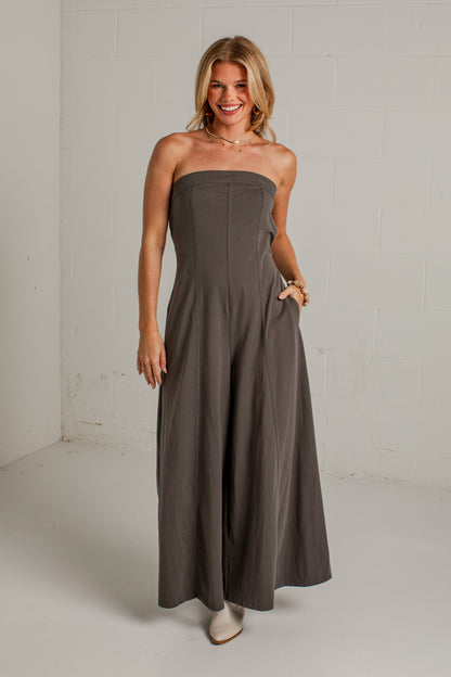 Evening Agenda Charcoal Wide Leg Jumper