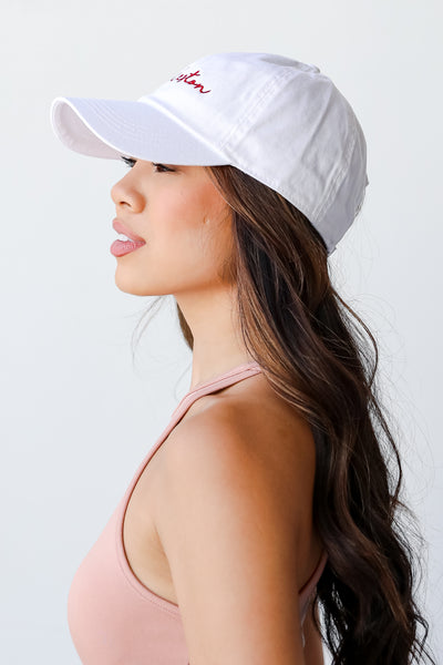 Charleston Script Embroidered Hat side view