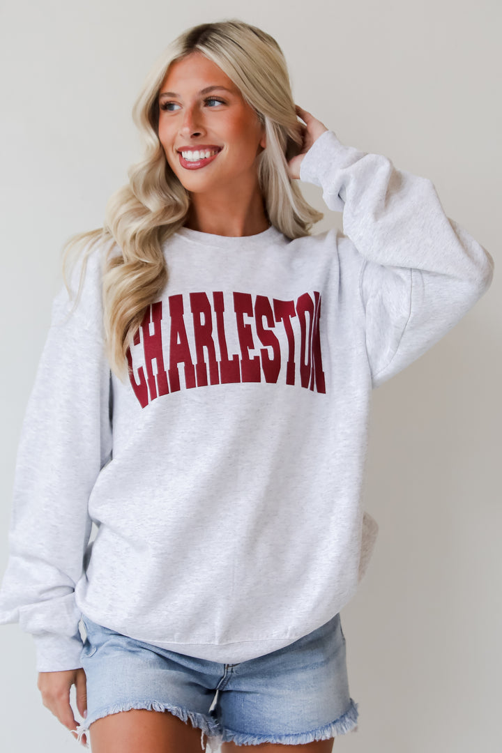 Heather Grey Charleston Block Letter Sweatshirt