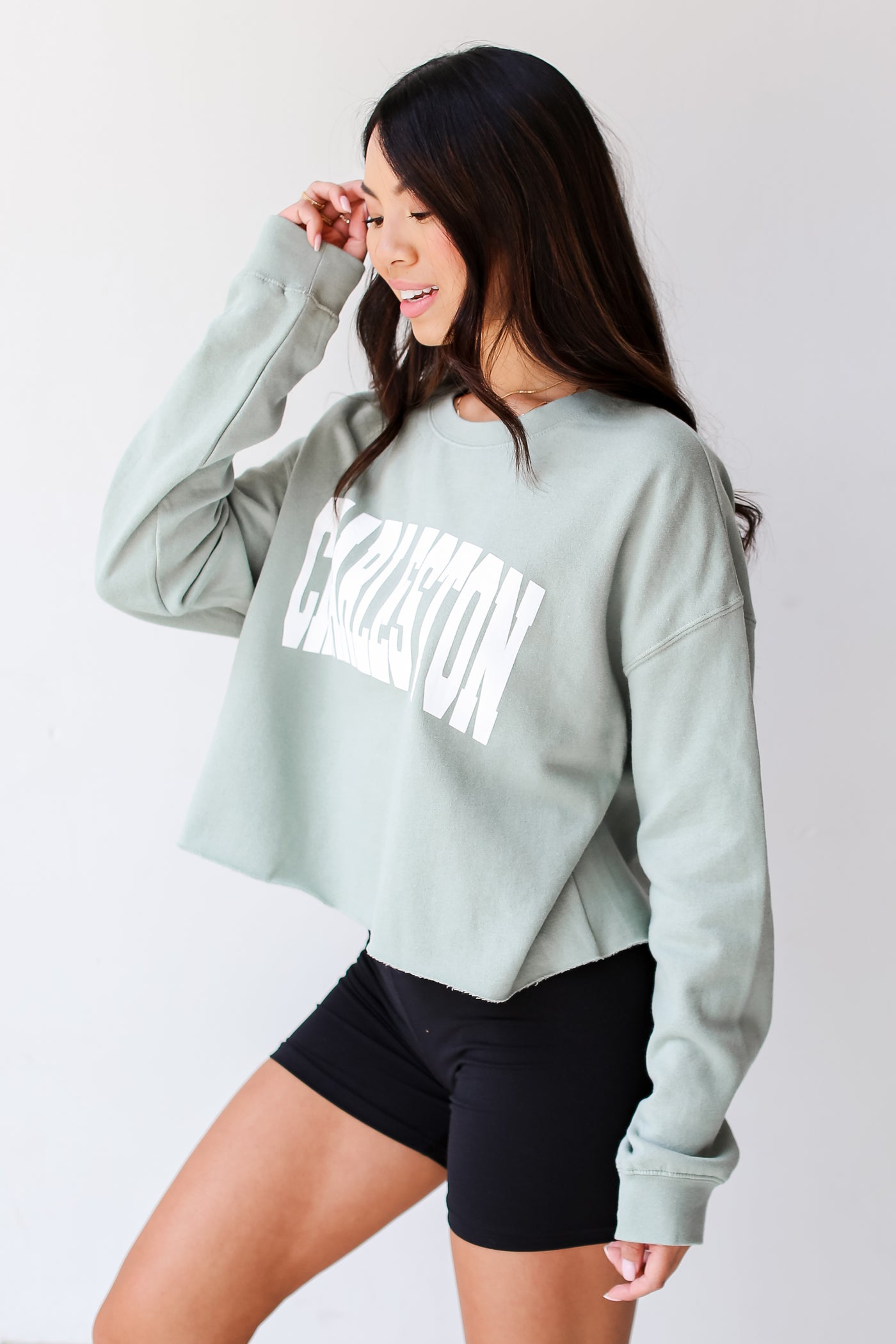 Sage Charleston Cropped Pullover side view