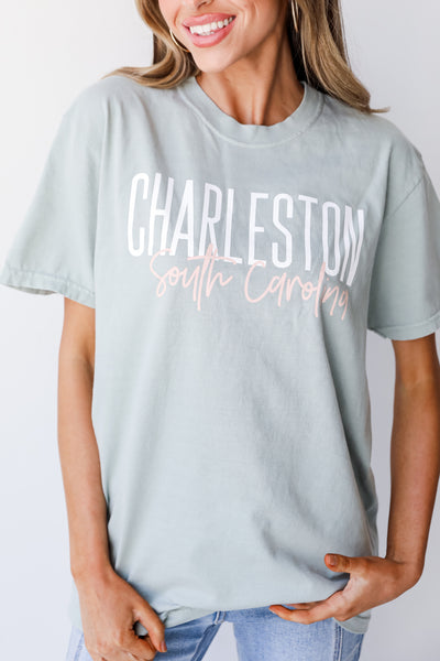 Sage Charleston South Carolina Script Tee on  model
