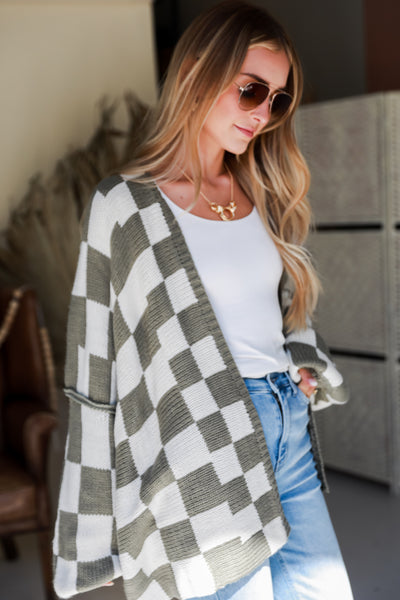 olive Checkered Sweater Cardigan online boutiques, cute tops, dress up, cute shirts, cute clothes, dressy tops for women, cute sweaters, clothing boutiques, best online boutiques, online boutique, cute shirts for women