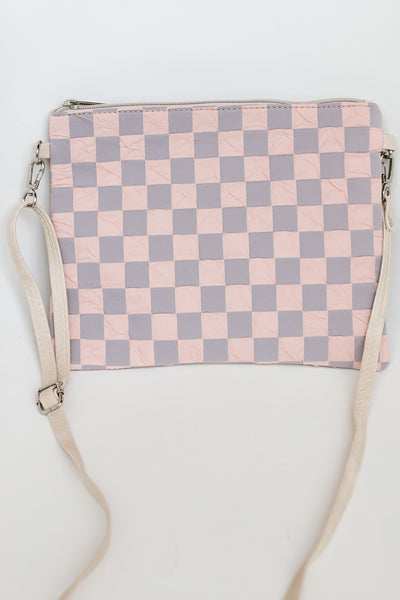 Blush Checkered Crossbody Bag flat lay