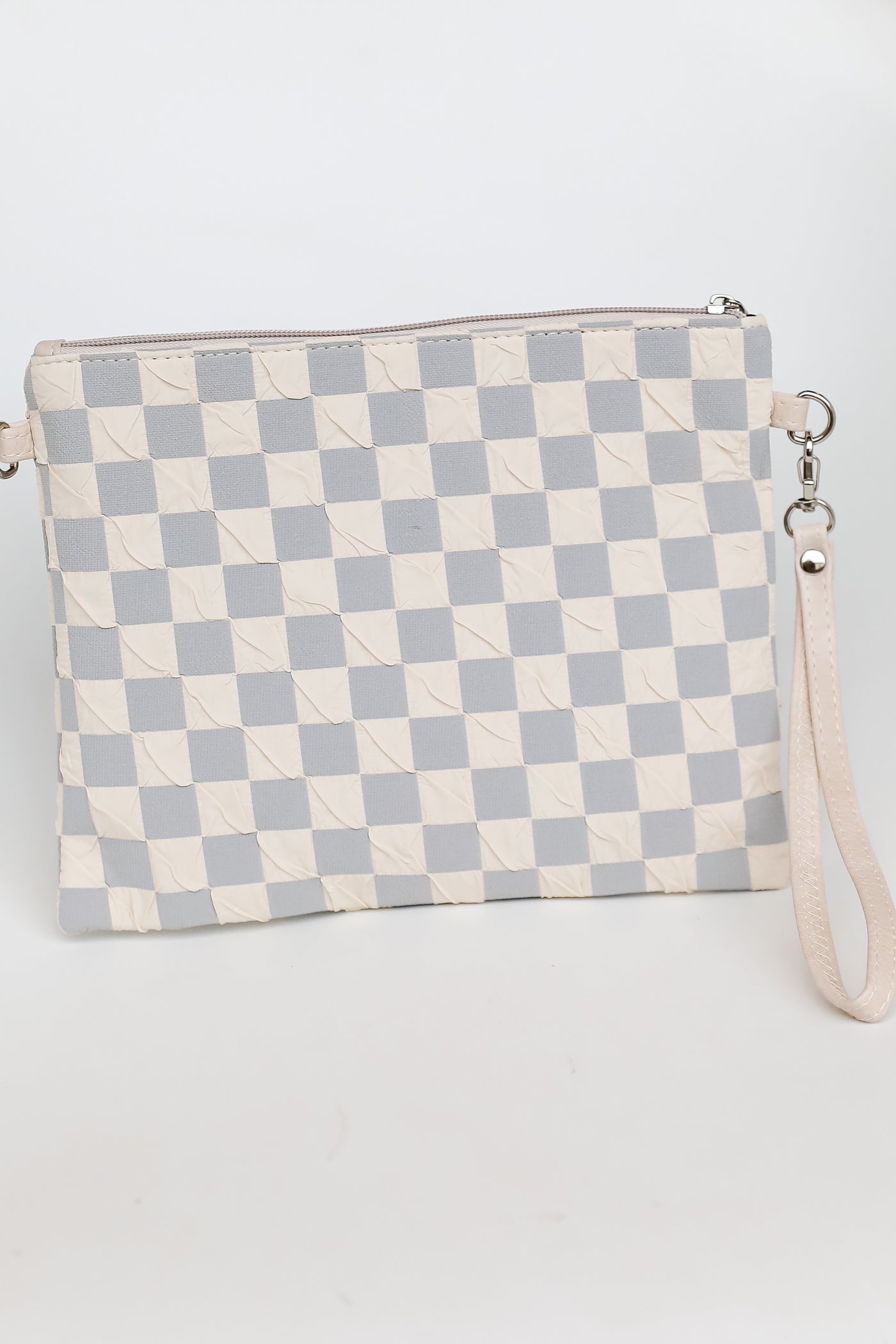 Grey Checkered Crossbody Bag close up