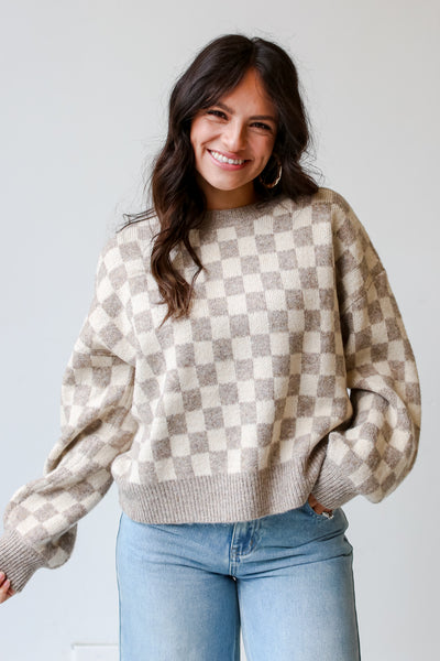 trendy checkered sweaters for women