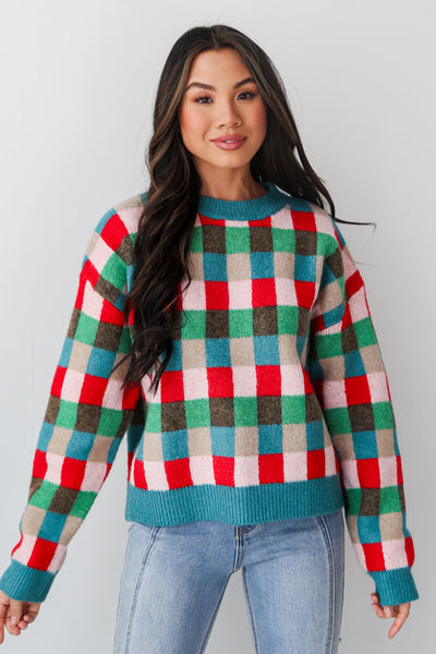 Checkered Sweater on model
