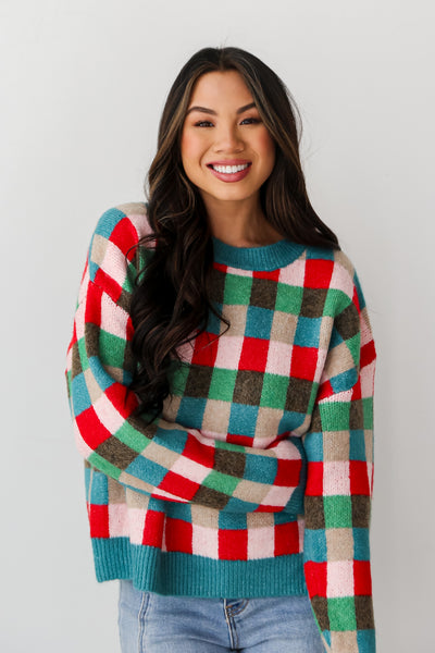 cute colorful Checkered Sweater