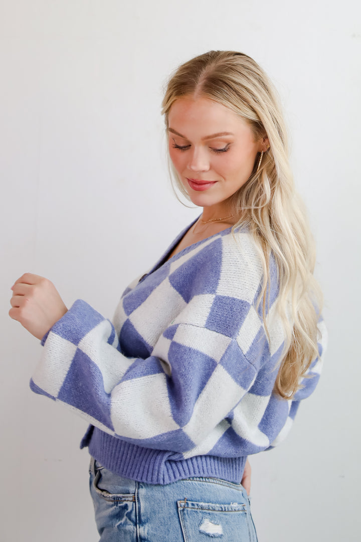 Cuddly Effect Checkered Sweater Cardigan