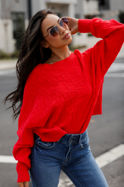 cute Checkered Knit Sweater