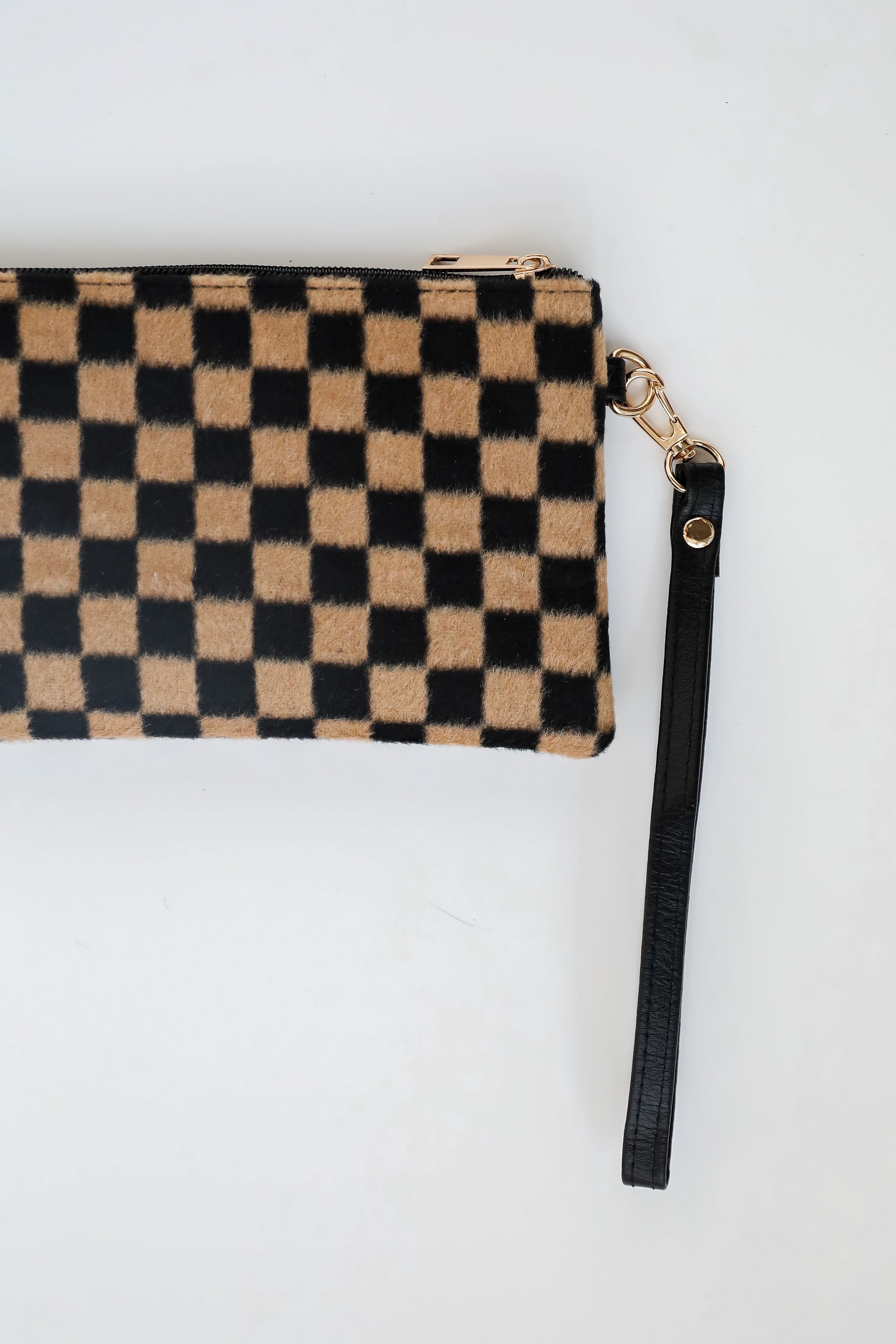 Composed Confidence Brown Checkered Wristlet