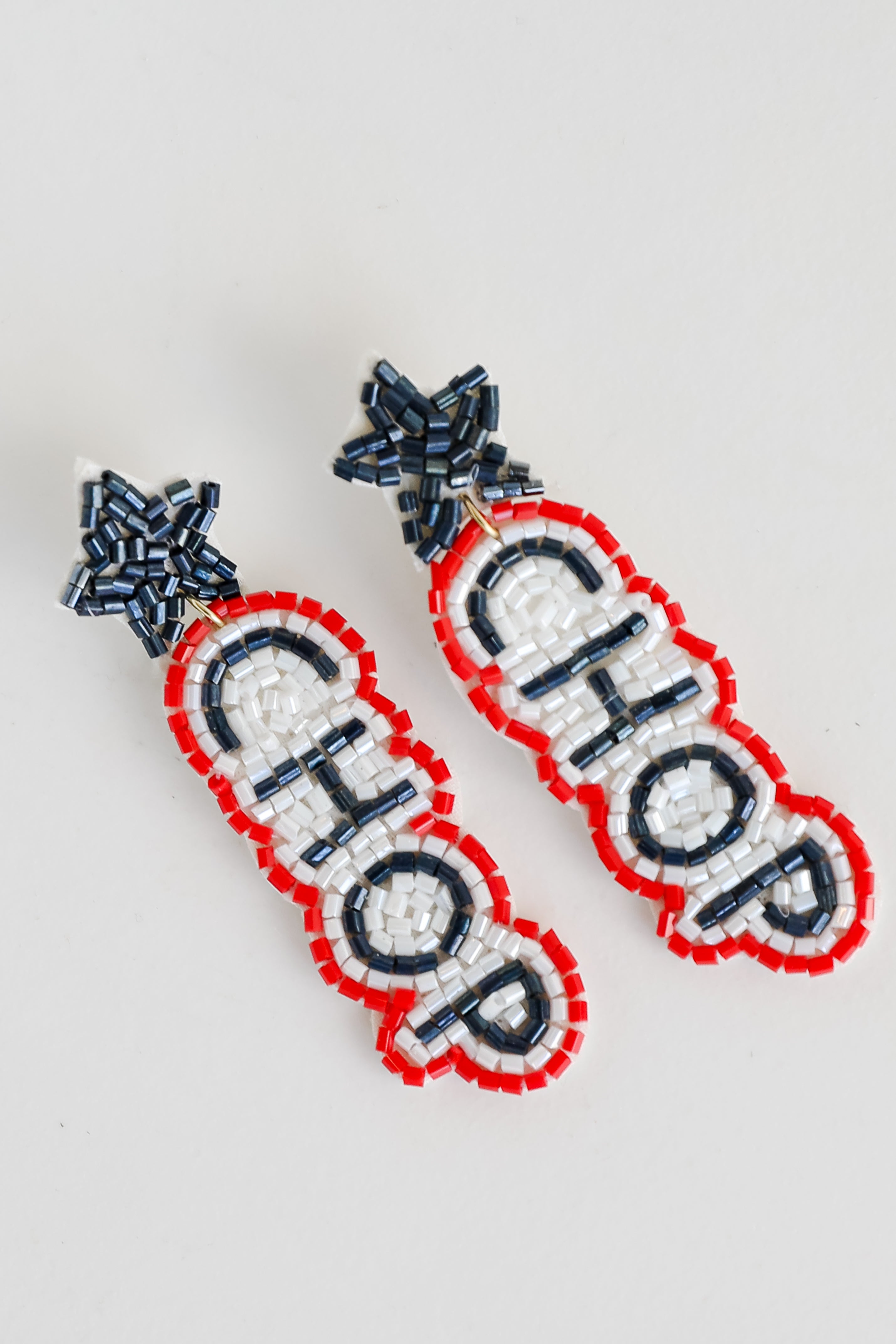 Navy Chop Chop Beaded Drop Earrings