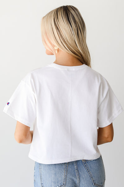 White Chop Chop Cropped Tee back view