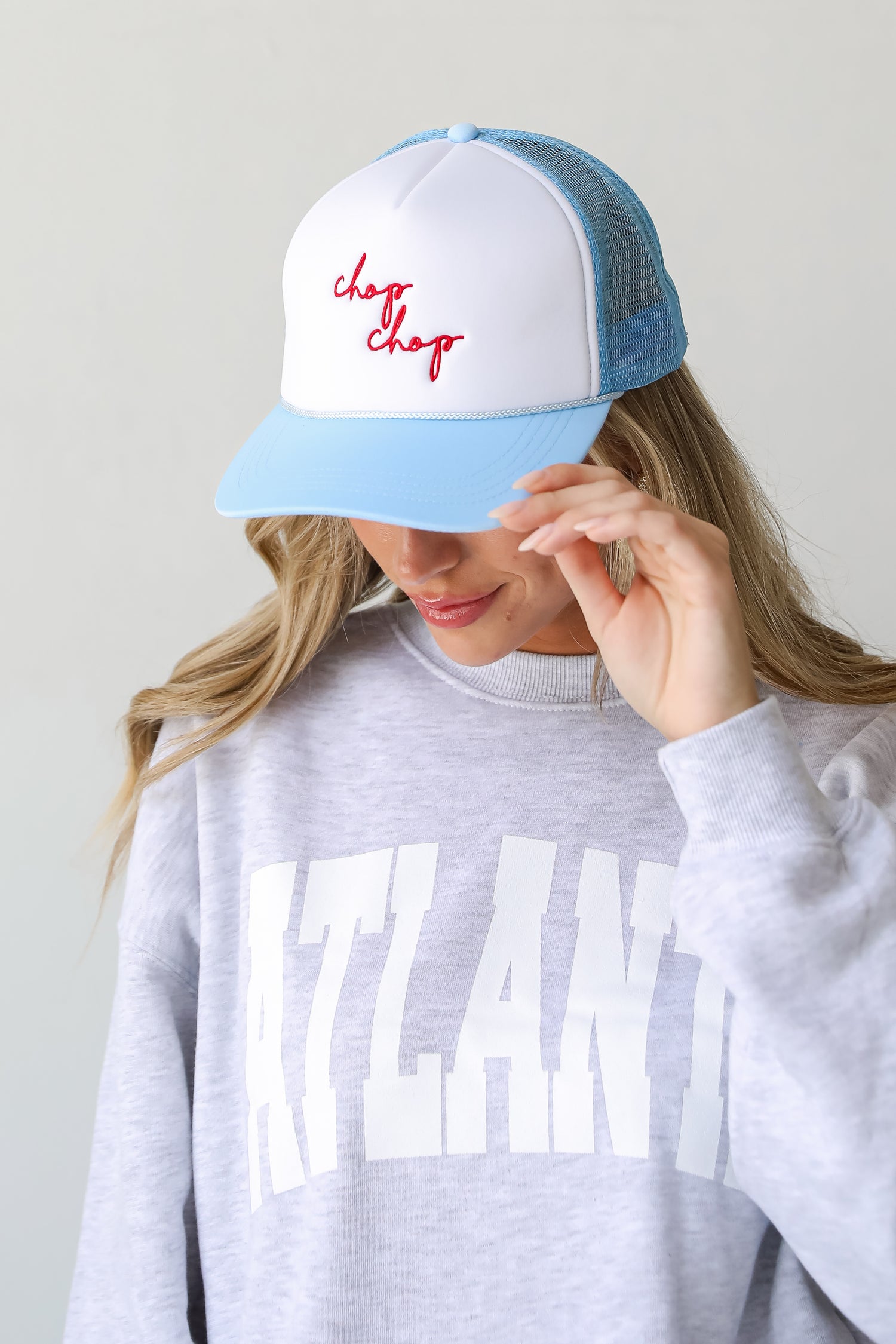 Light Blue Chop Chop Trucker Hat