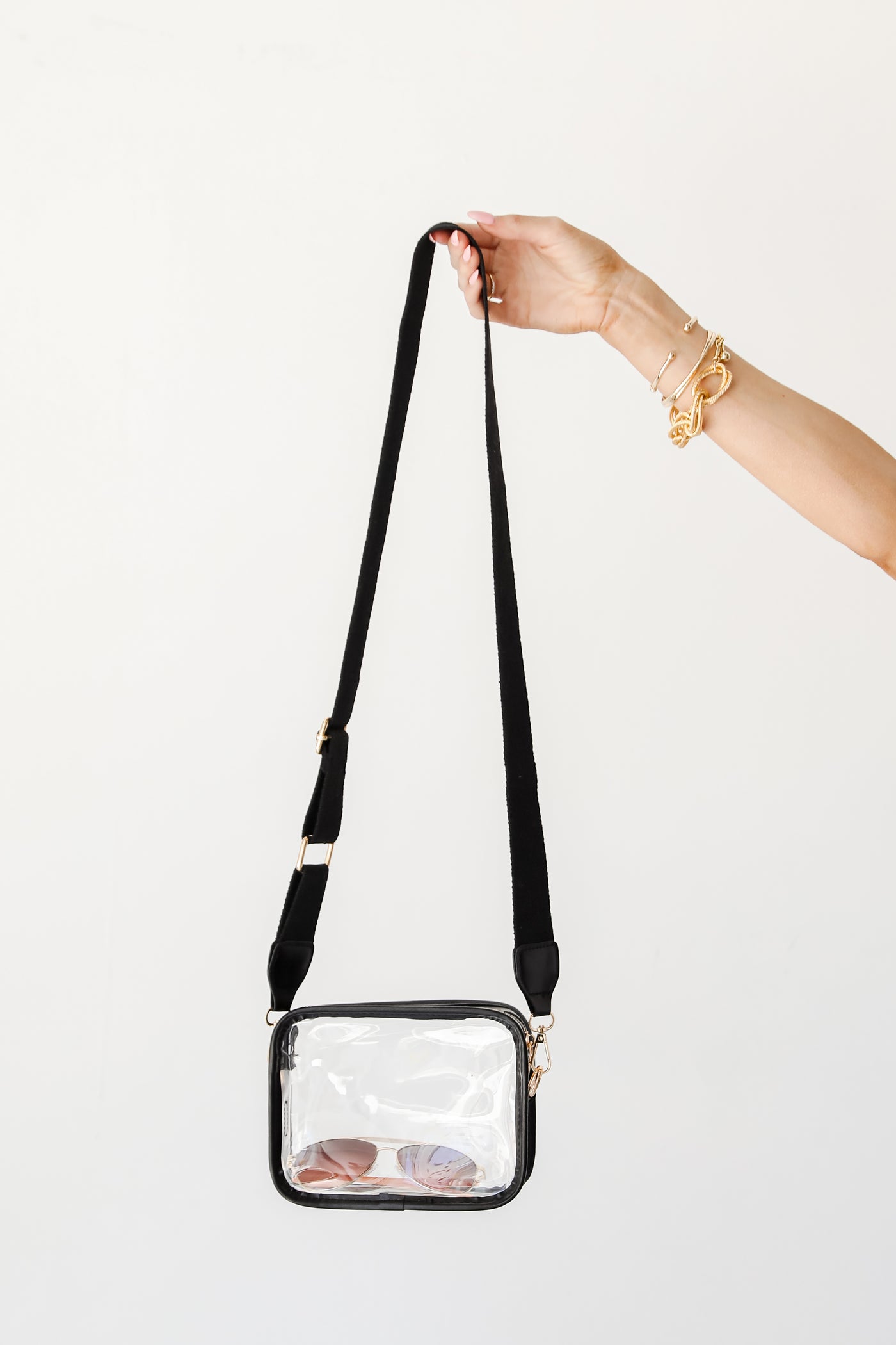 black Clear Crossbody Bag front view