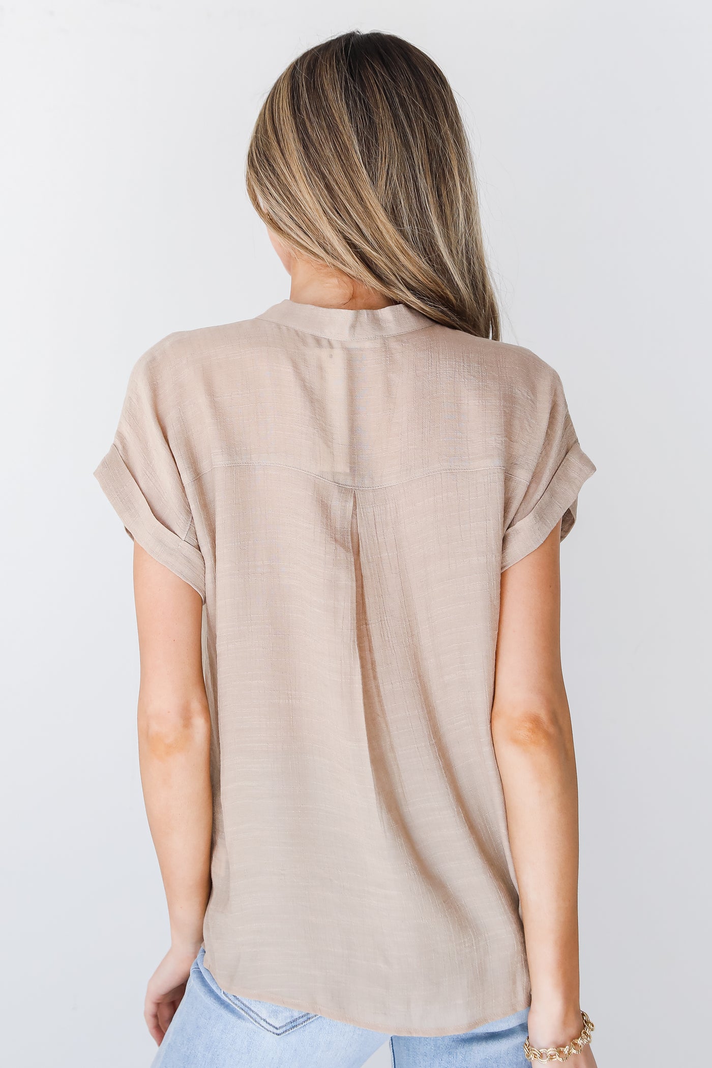 taupe Blouse back view