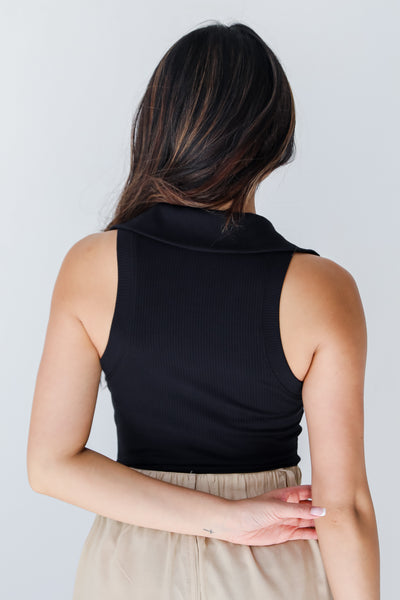 black Collared Bodysuit back view