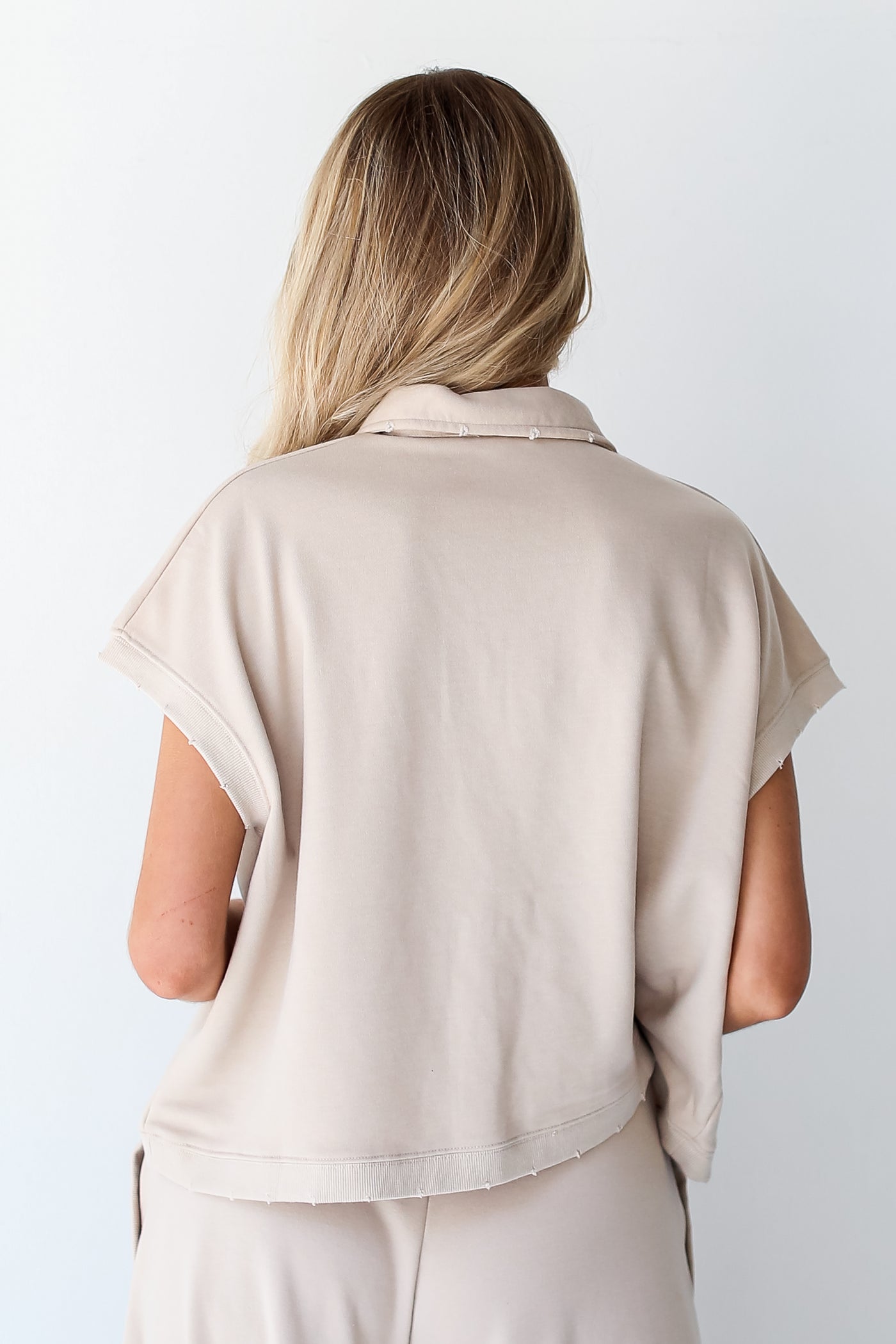taupe Collared Top back view