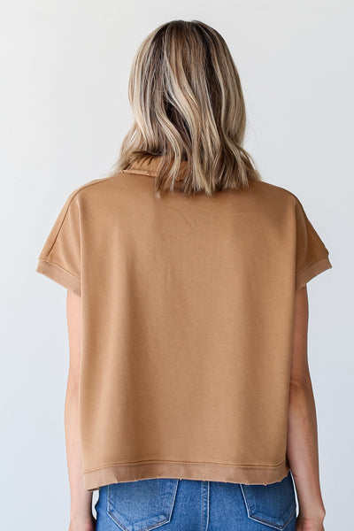 mocha Collared Top back view